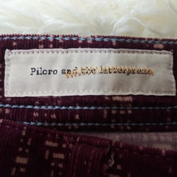 Anthro Pilcro Serif Print Skinny Lightweight Corduroy Pants - Picture 7 of 9